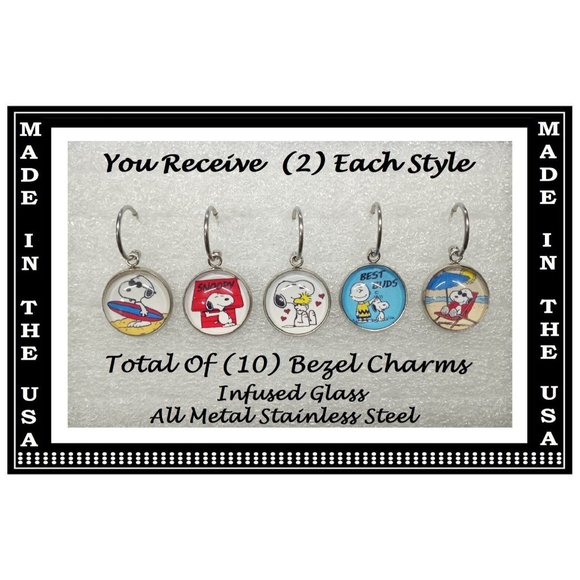 5/$20 Snoopy Charlie Brown Interchangeable Charm Earrings-5 Pairs in Set - Picture 2 of 8